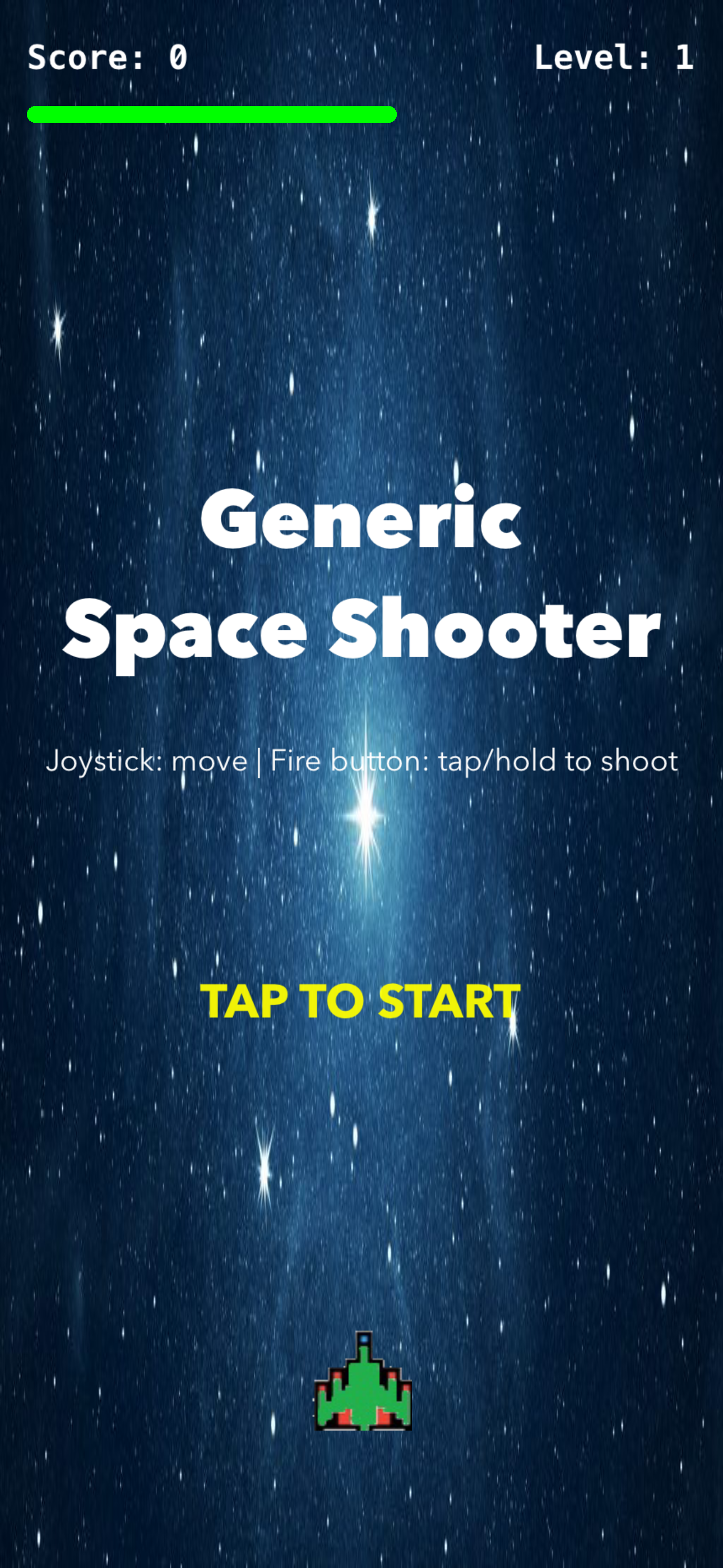 Generic Space Shooter title screen